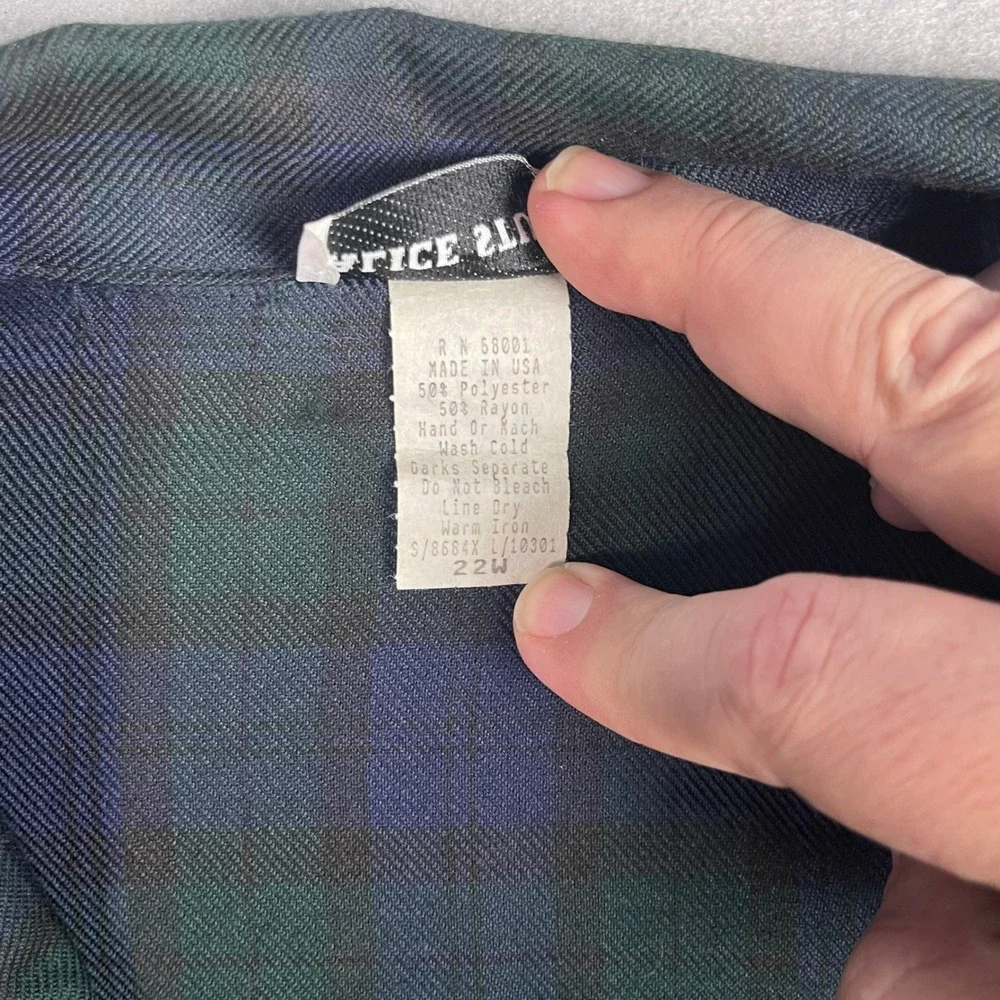 Alice Stuart Plaid Blazer‎ Career Office Button Front Jacket 22W